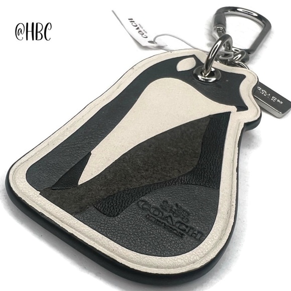 COACH FOX NOVELTY LEATHER BAG CHARM COACH F54924 SILVER/GREY FOB KEYCHAIN - Picture 4 of 7